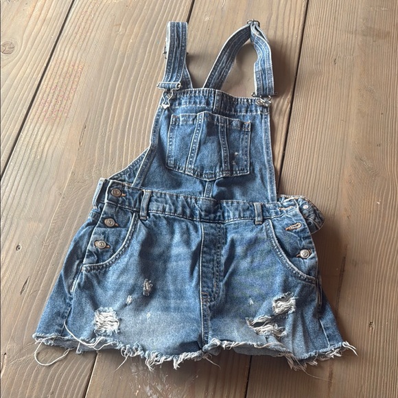 Divided Denim - H&M Divided Blue Distressed Denim Women’s Overalls Skirt